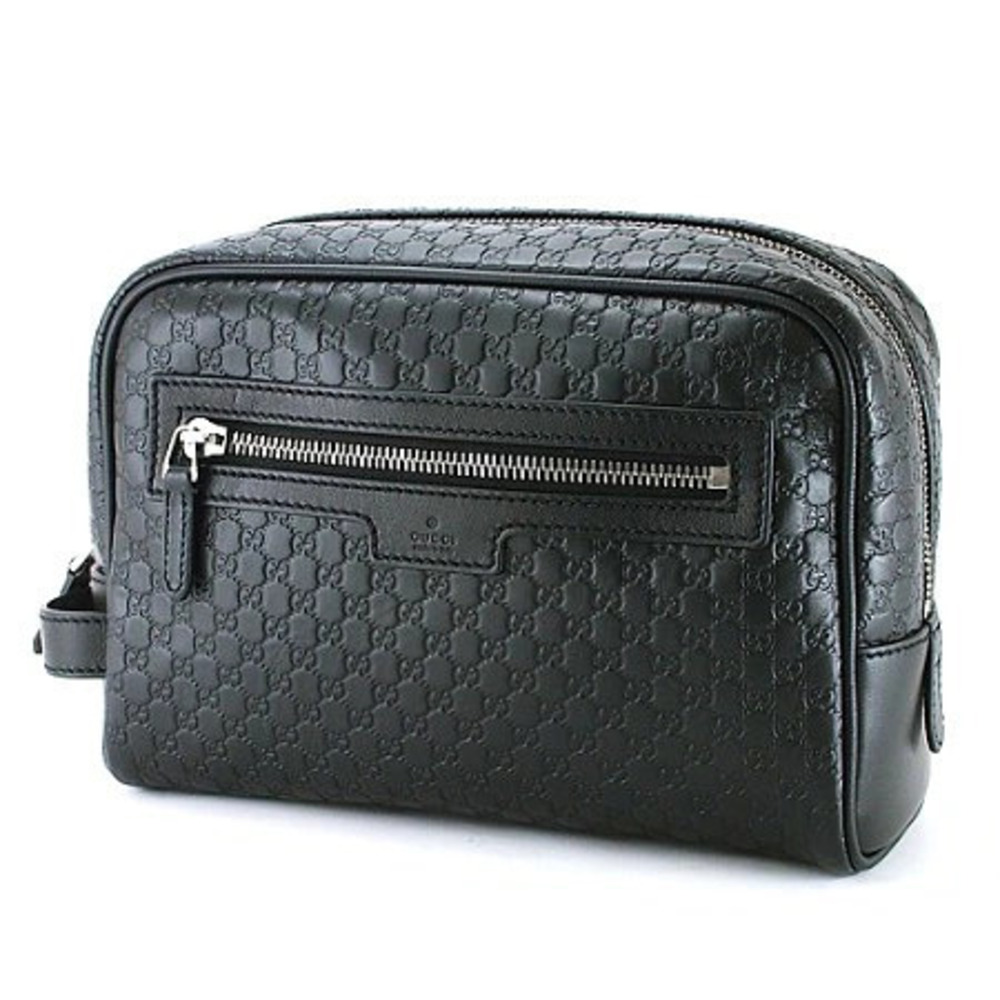 Gucci Microguccissima Shoulder Bag Leather Black Gray